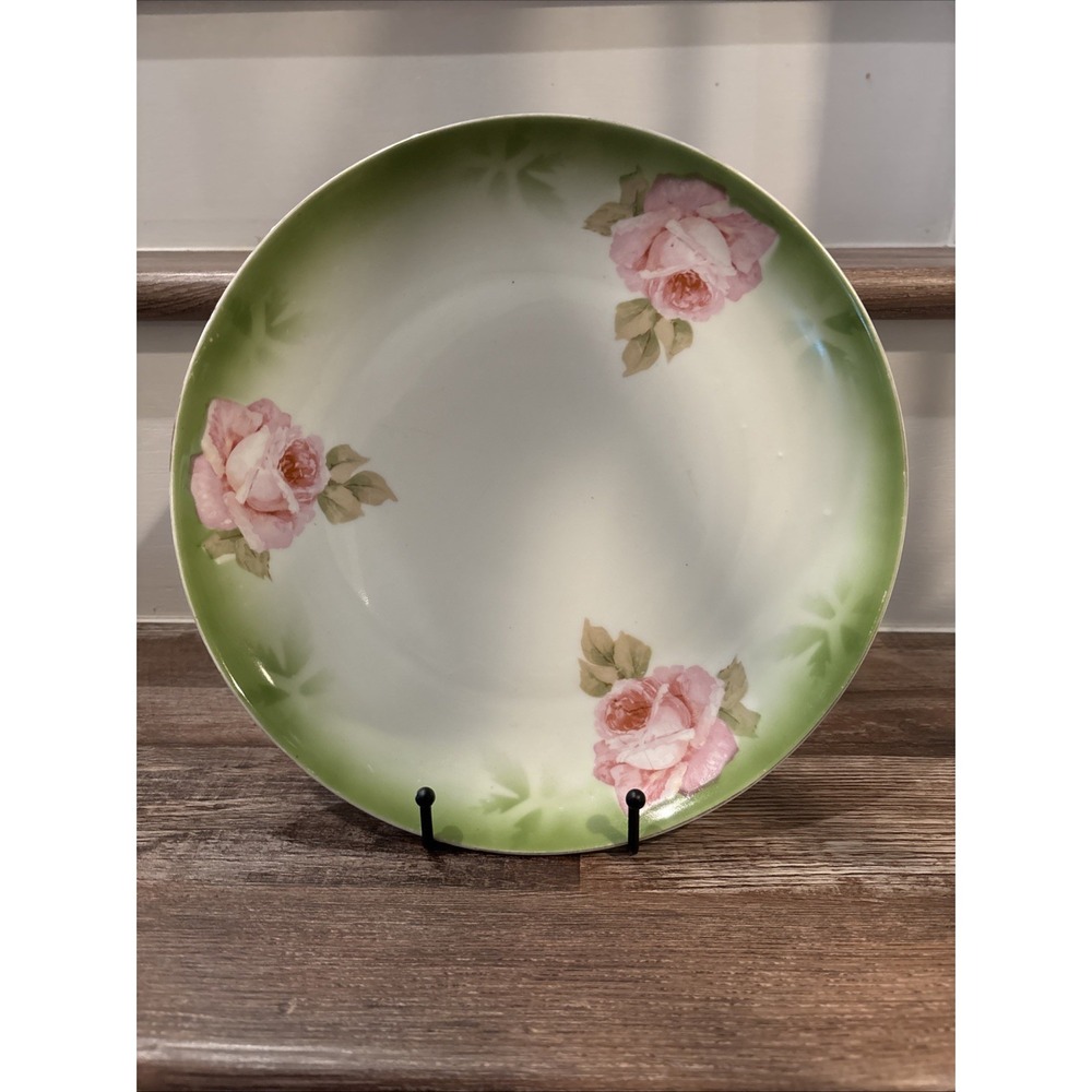 PV Kloster Vessra Antique Porcelain Hand Painted Serving Plate Pink Roses 10.5"